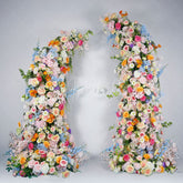 Aperturee - Aperturee Set of 2 Colorful Artificial Floral Moon Arch